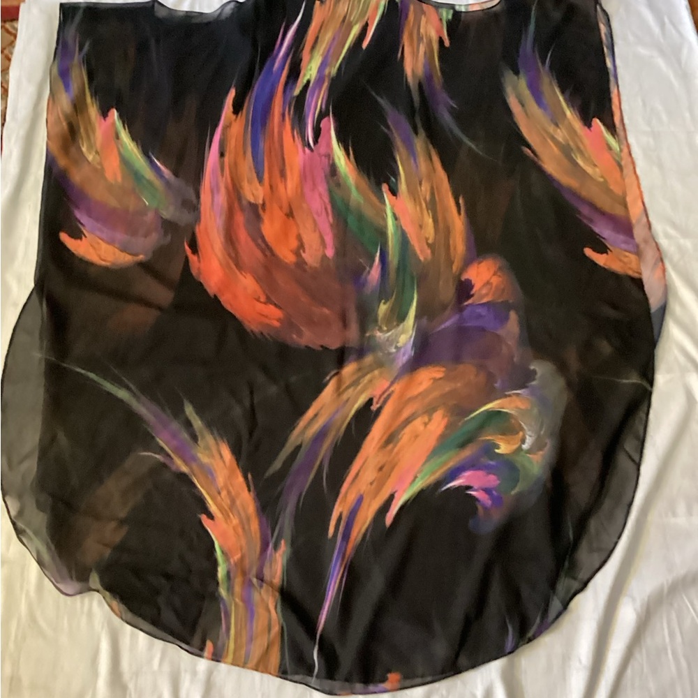 Chiffon Black and Multicolor High Low Dress (Size: Large) - Picture 4 of 7